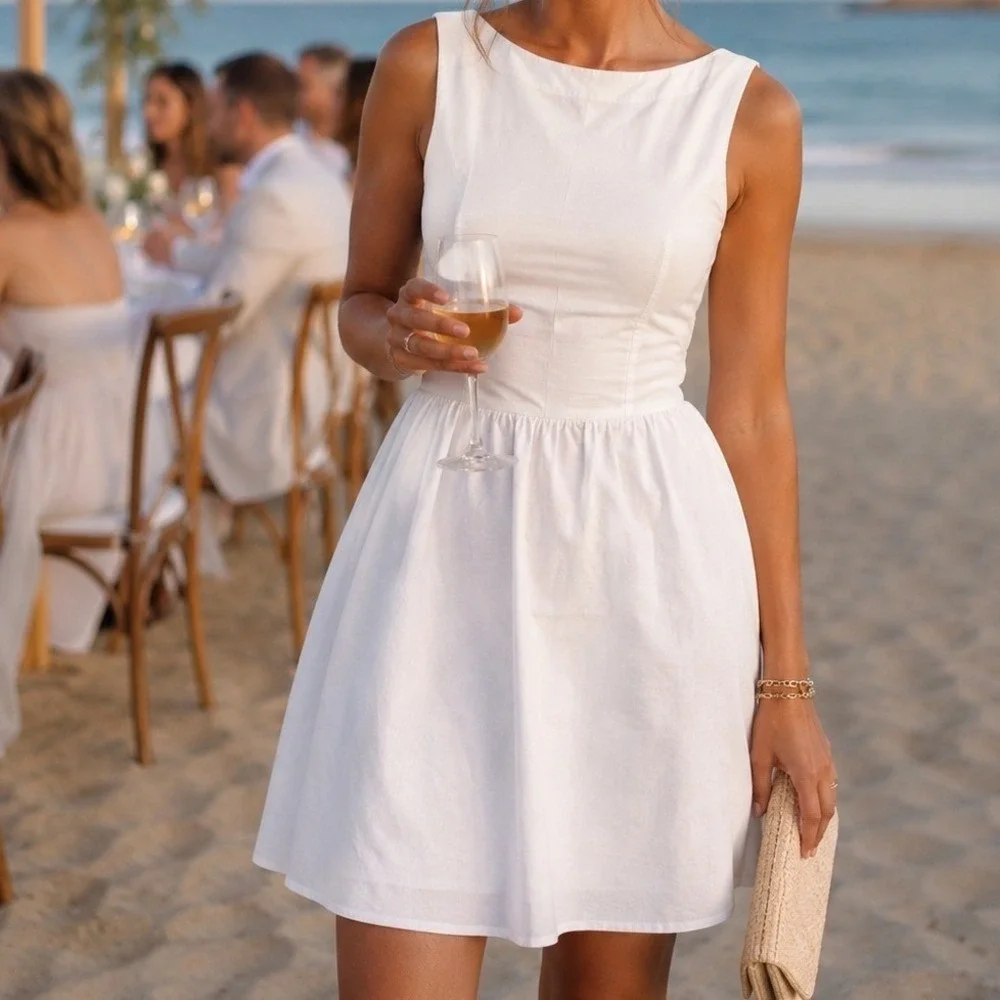 wild fable | Dresses | White 0 Cotton Sleeveless Mini Dress Size Xxl Beachy Wedding  Guest Coquette | Poshmark
